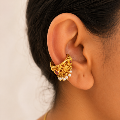 Siri Golden Pearl Bugadi Earrings