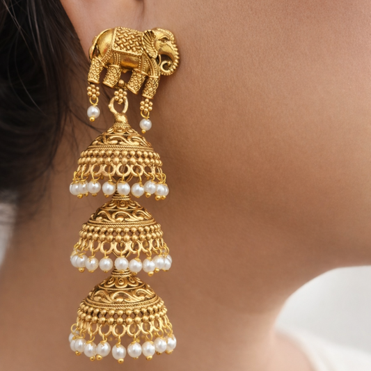 Gajraj Golden Pearl Jhumka