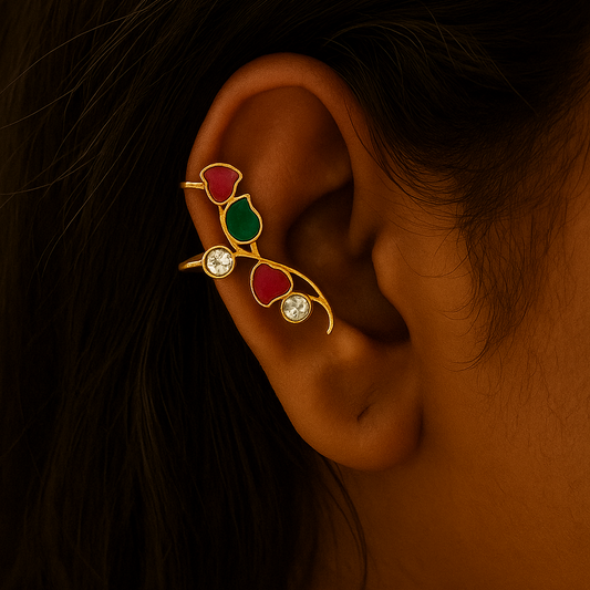 Studded Stone Earcuff Earrings - Set of 2