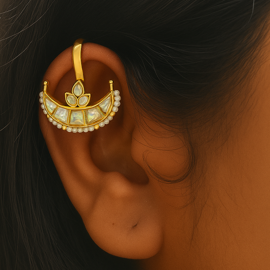 Half Moon Kundan Bugadi Earrings -Set of 2