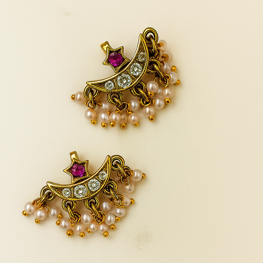 Jadau Kundan Pearl Chaand Bugadi - Set of 2