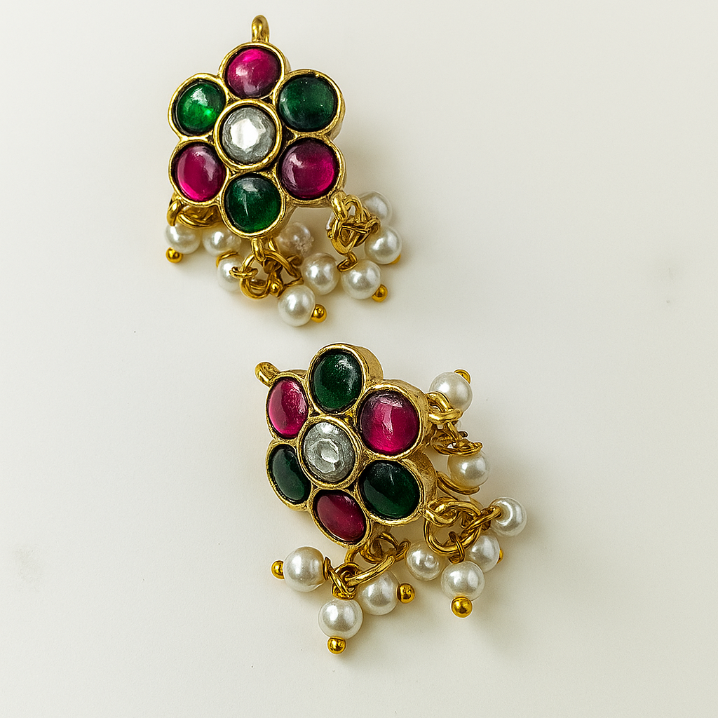 Floral Bugadi Stone pearl Press Bugadi - Set of 2