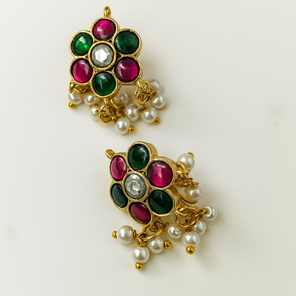 Floral Bugadi Stone pearl Press Bugadi - Set of 2