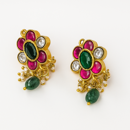 Floral Bugadi jadau pearl Press Bugadi - Set of 2