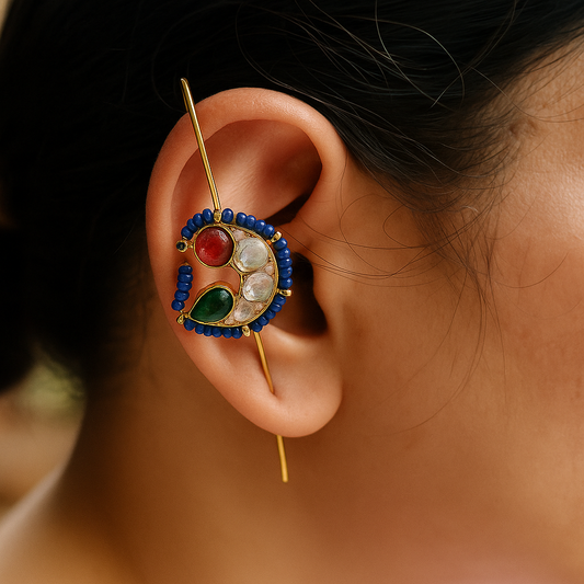 Beaded Bird stone Earcuff