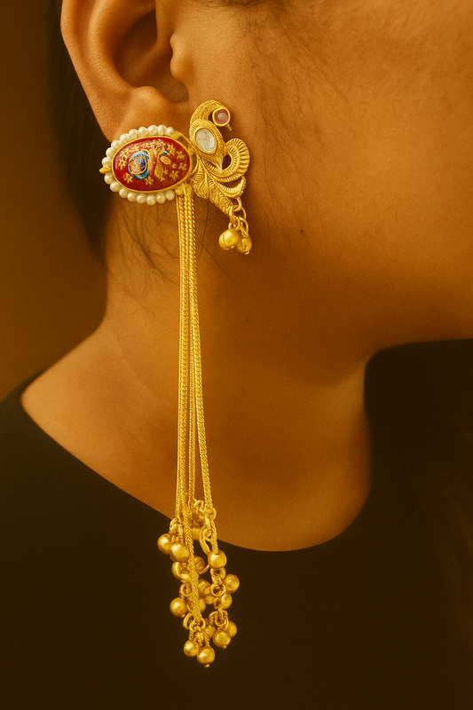 Kashmiri Earrings in Japanese Stone