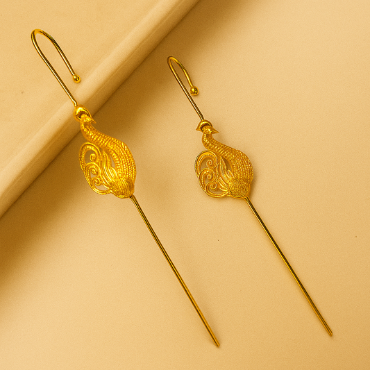 Peacock golden Needle earcuff