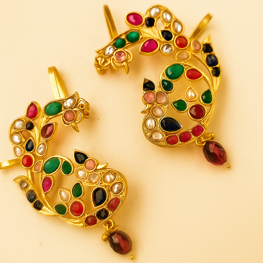 Peacock Stone Earcuffs