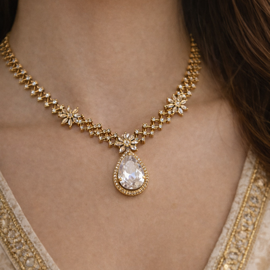 Pankhudi American Diamond Necklace set