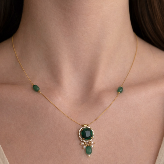 Dainty stone invisible necklace set