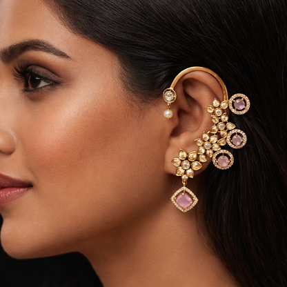 Floral Stone Earcuff Earrings