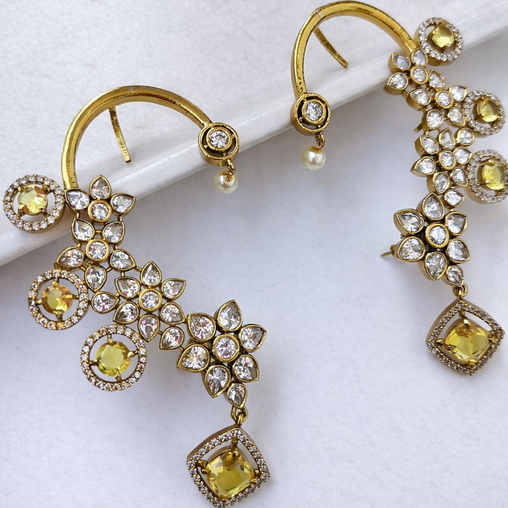 Floral Stone Earcuff Earrings