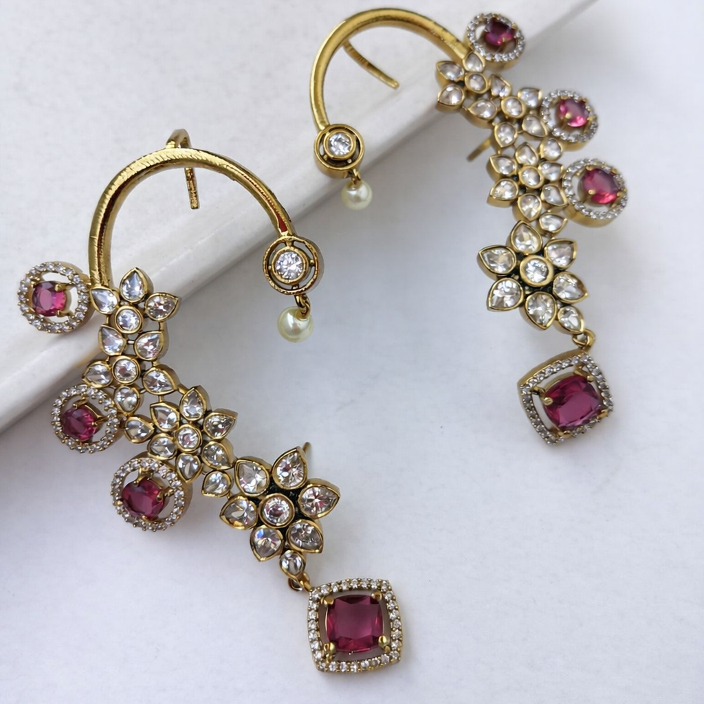 Floral Stone Earcuff Earrings