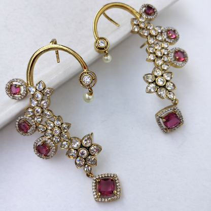 Floral Stone Earcuff Earrings