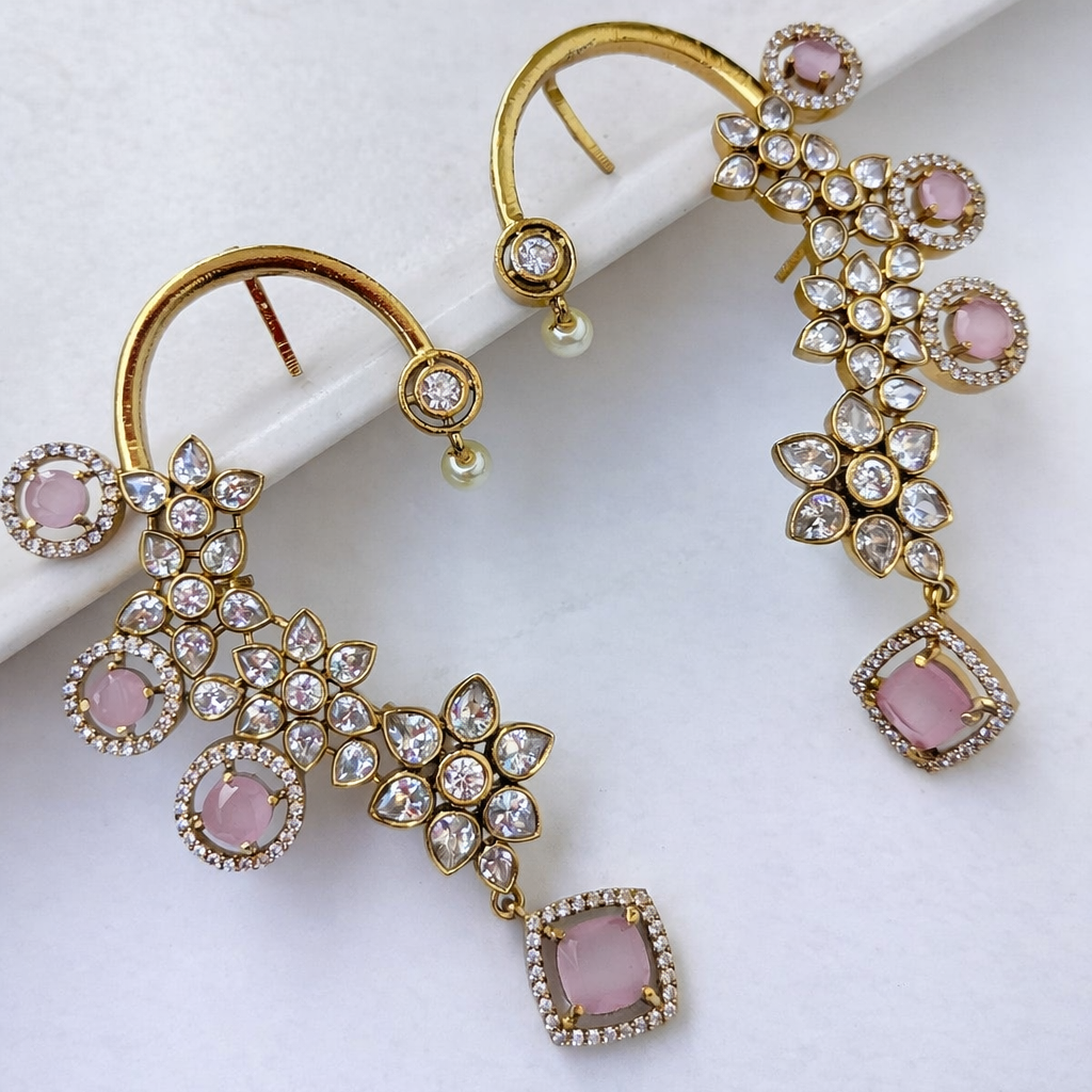 Floral Stone Earcuff Earrings