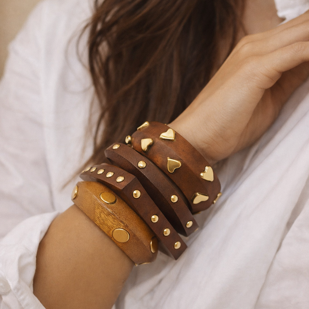 The Artisan Bold Stack – Set of 4 Handcrafted Wooden Bangles