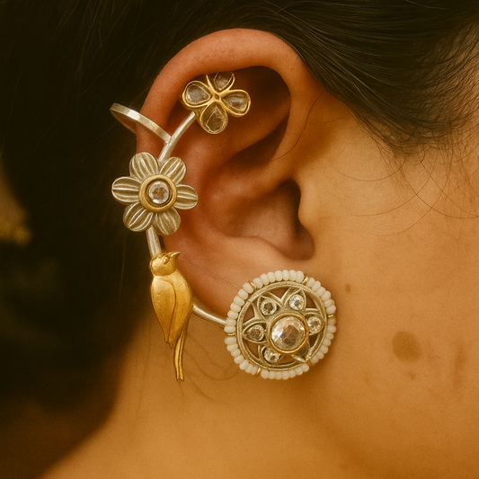 Floral Charm Bird Earcuff