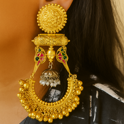 Aadya  Gold Plated Chaandbali Earrings