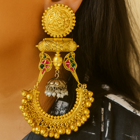 Aadya  Gold Plated Chaandbali Earrings