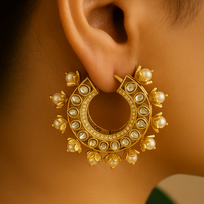 Lotus Kundan Hoops