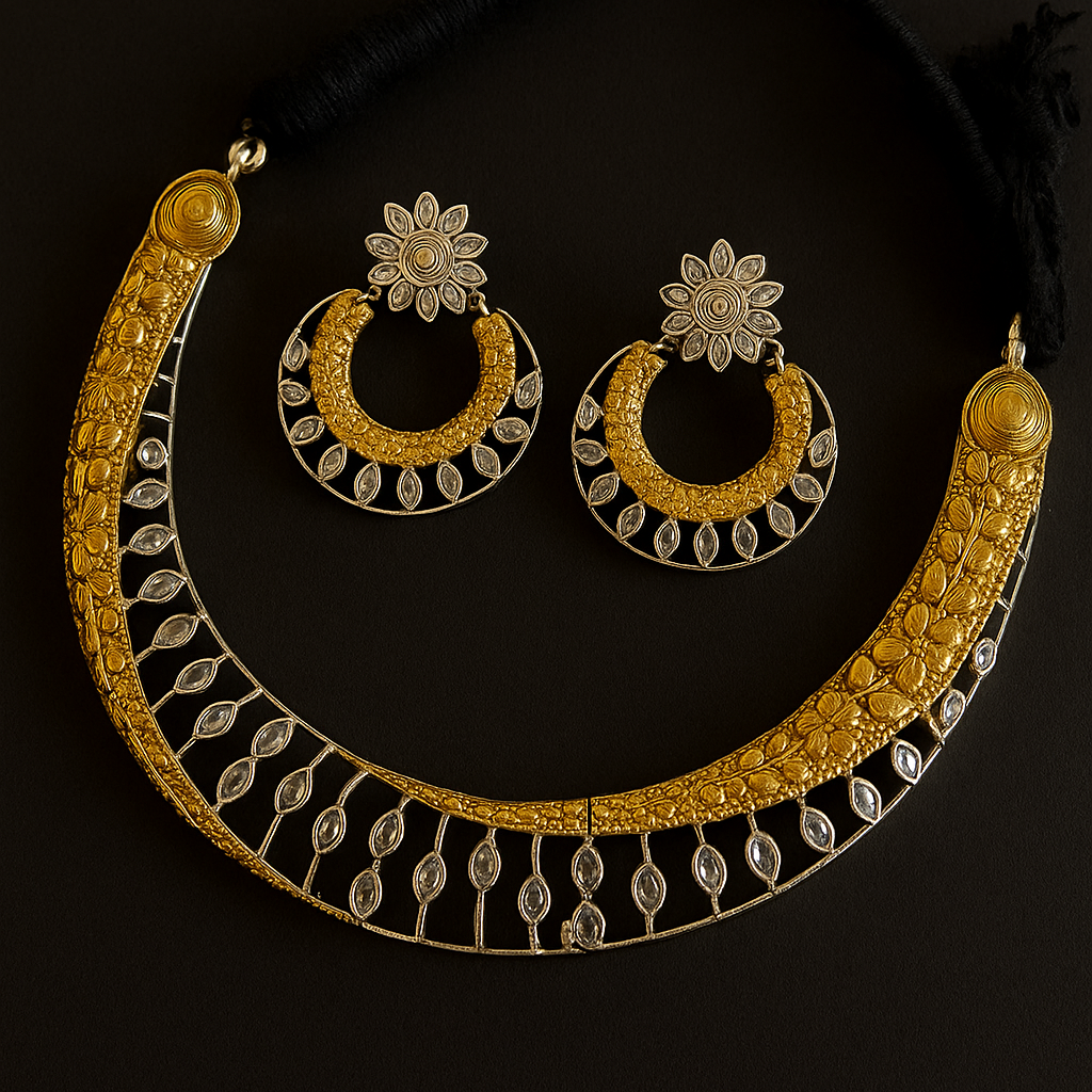 Alizeh Dual tone Stone Necklace set