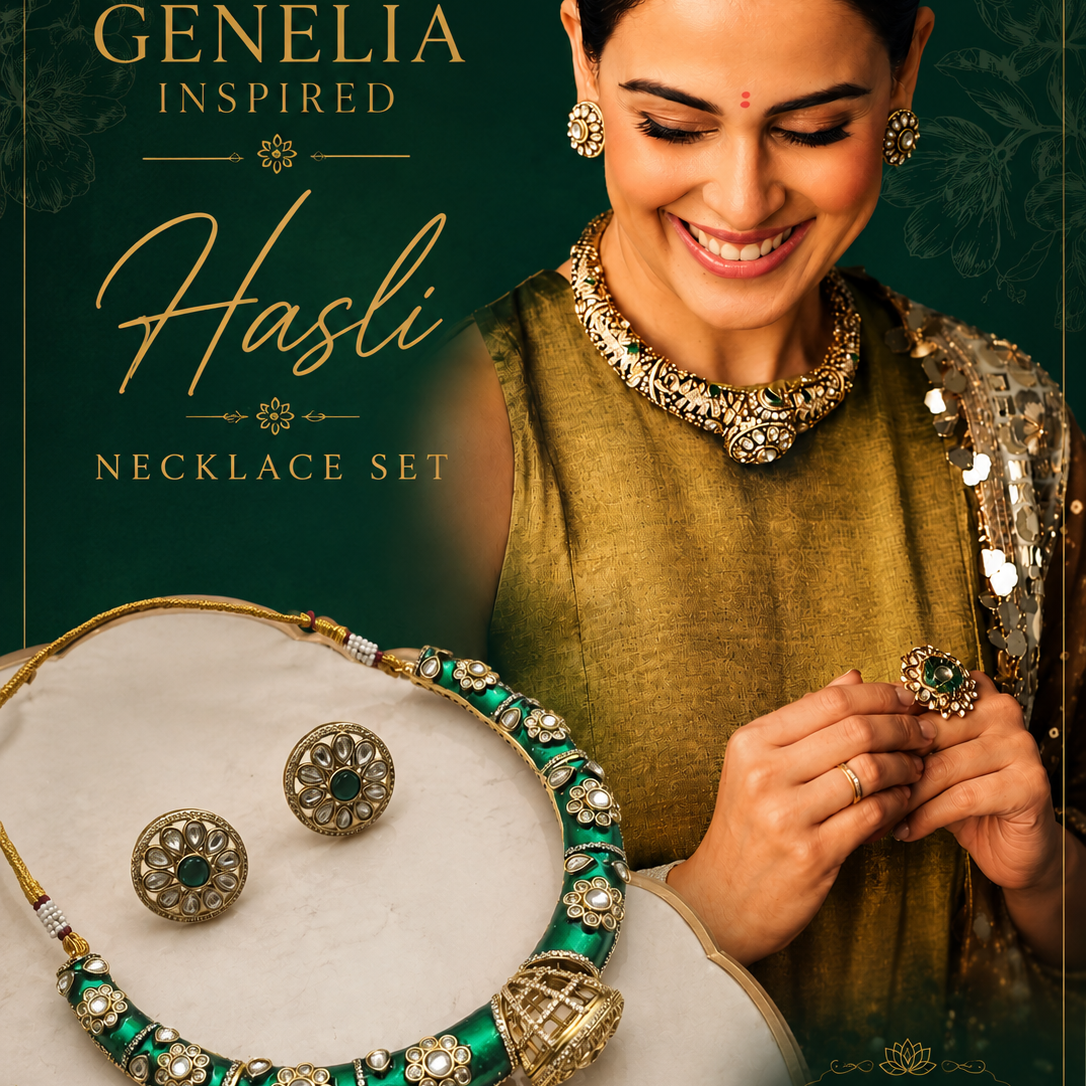 Genelia Inspired Traditional Green Hasli Set