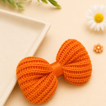 Bella Handcrafted Knitted Bow Hair Clip