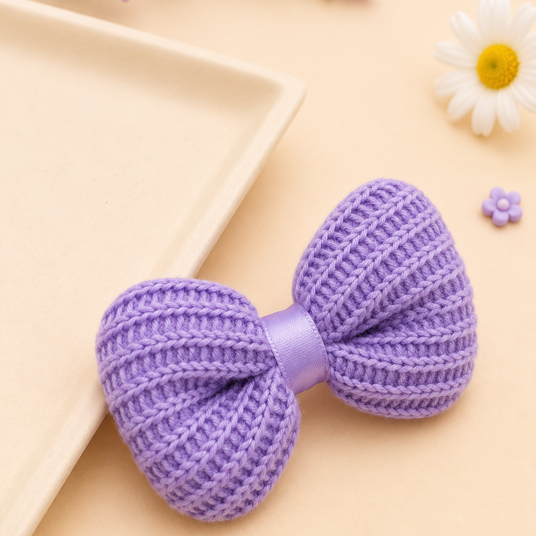 Bella Handcrafted Knitted Bow Hair Clip