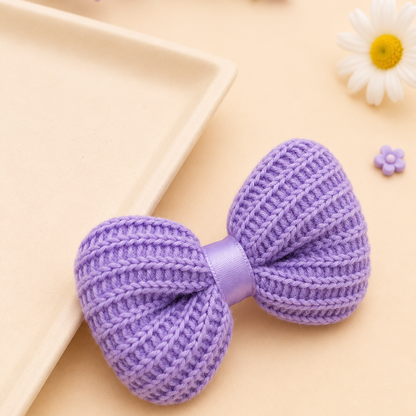 Bella Handcrafted Knitted Bow Hair Clip