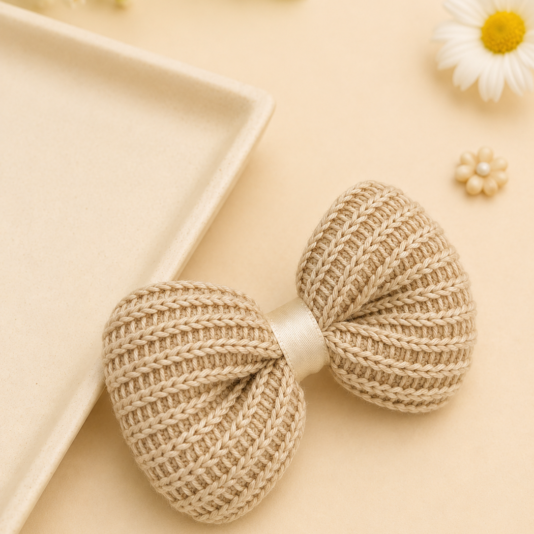 Bella Handcrafted Knitted Bow Hair Clip