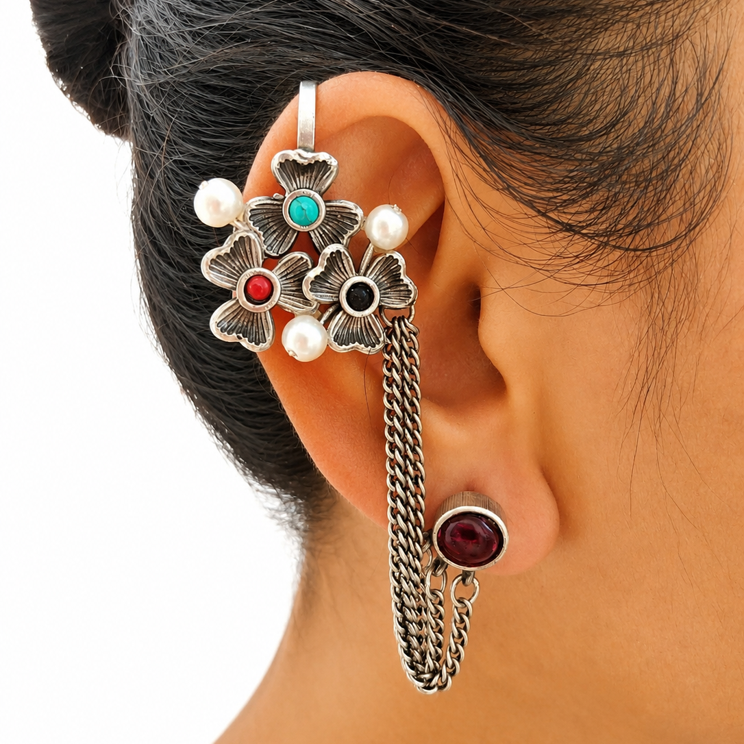 Bloom Multicolor Oxidized Earcuffs