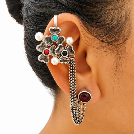 Bloom Multicolor Oxidized Earcuffs