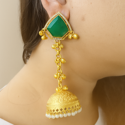 Gungroo kashmiri Jhumka in Doublet stone