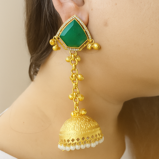 Gungroo kashmiri Jhumka in Doublet stone
