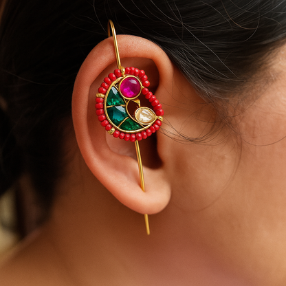 Beaded Bird stone Earcuff