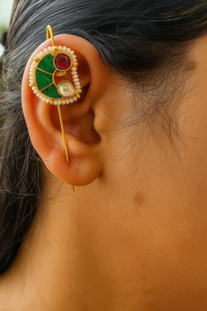 Beaded Bird stone Earcuff