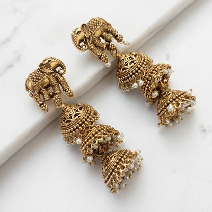 Gajraj Golden Pearl Jhumka