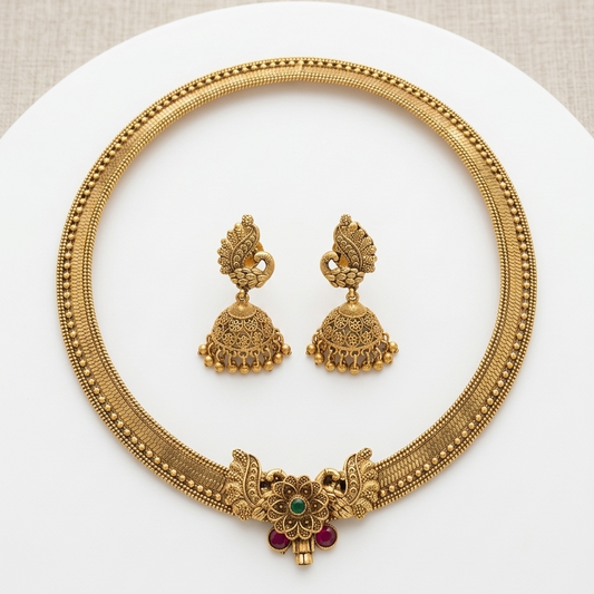 Swasti Antique Temple Necklace set