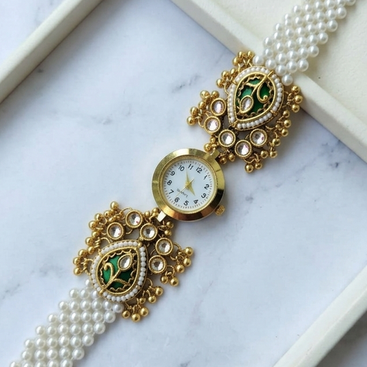 Pearl Meenakari Heritage Bracelet Watch
