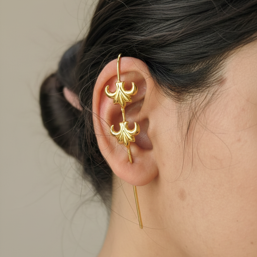 Naksha Golden Needle Earcuffs