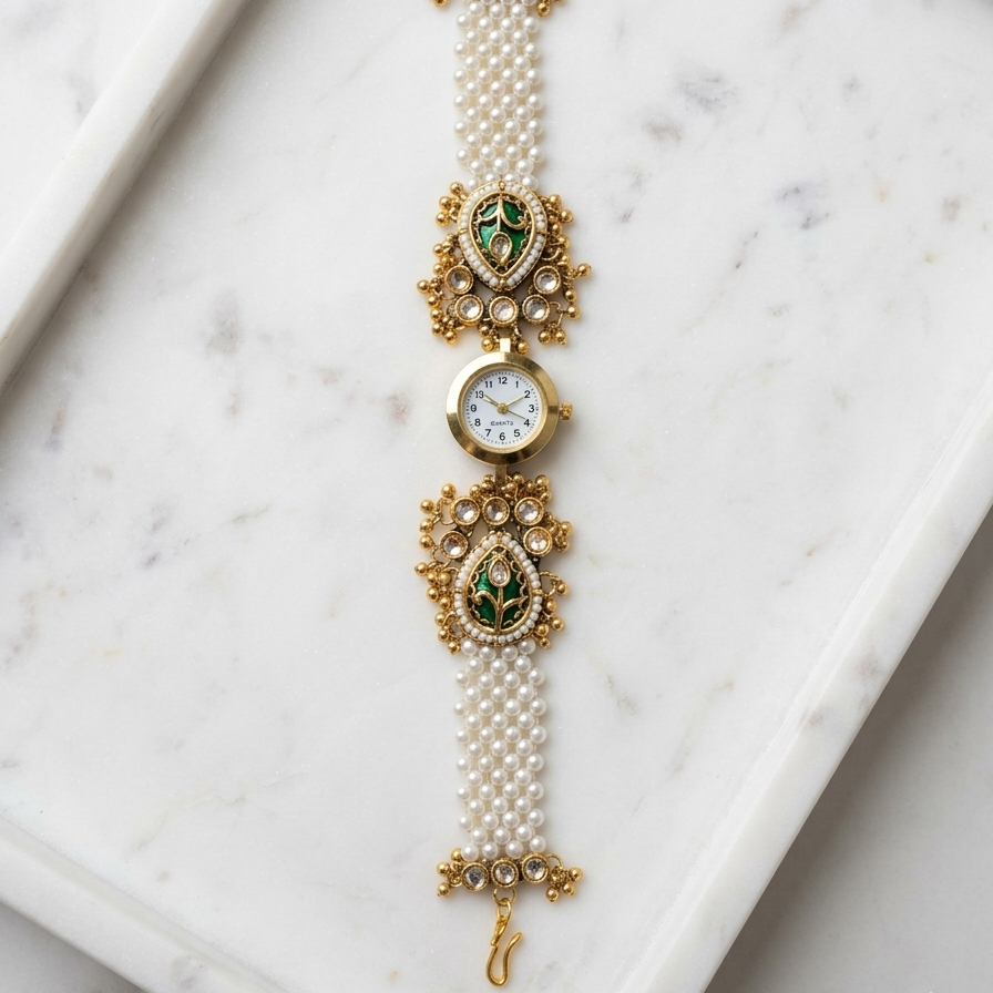 Pearl Meenakari Heritage Bracelet Watch