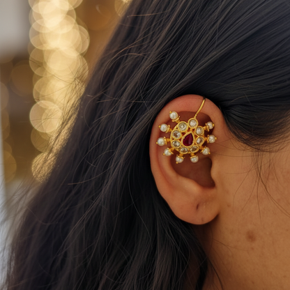 Kundan Pearl Bugadi Earrings