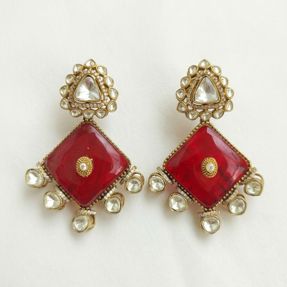 Moissanite Kundan Statement Earrings