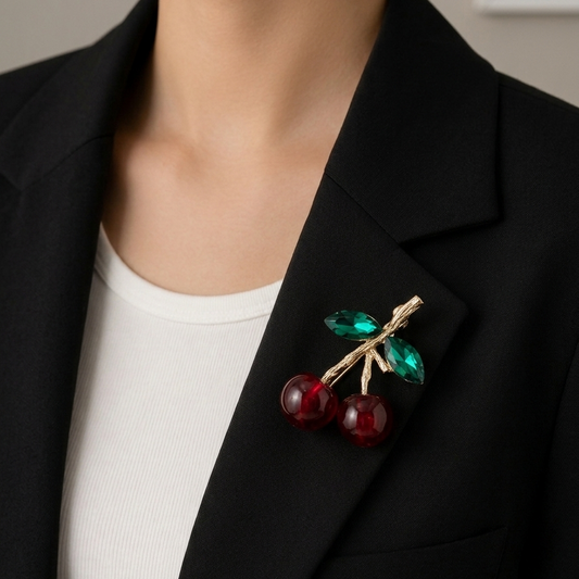 Twin Cherry Brooch