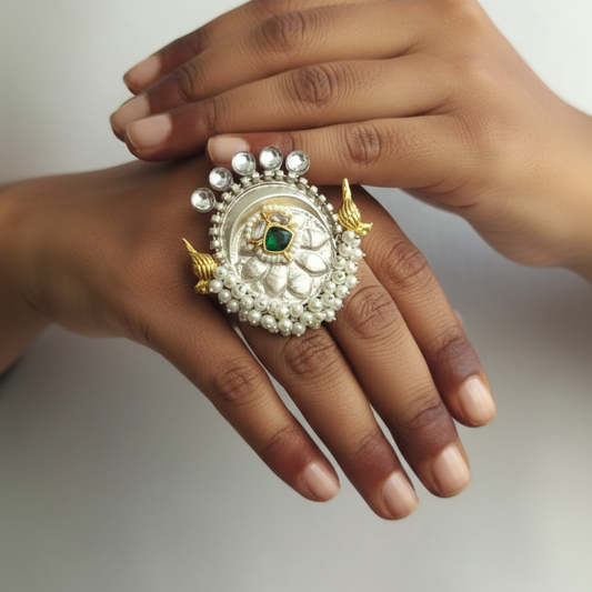 Silver Lookalike Boho Finger Ring