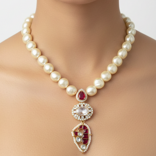 Royal Ruby Pearl Necklace set