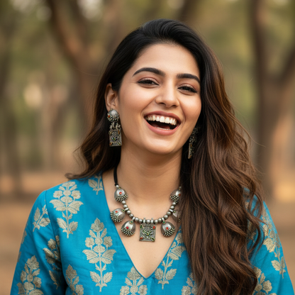 Triveni Oxidised Necklace set