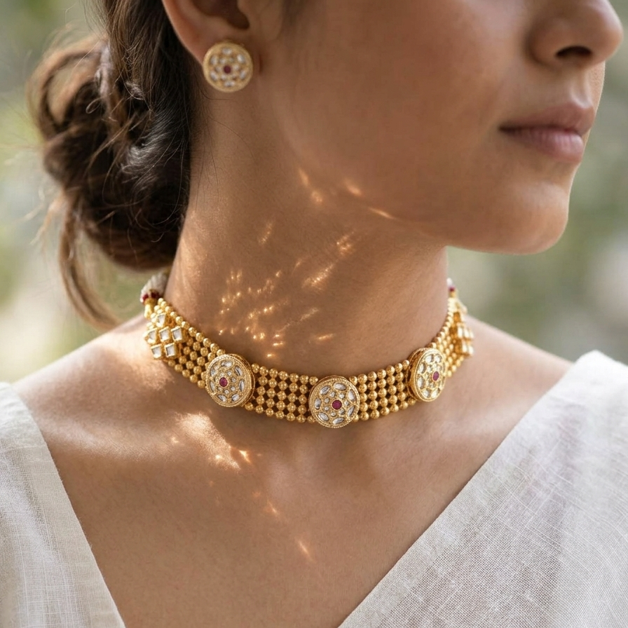 Ragini Golden Kundan Choker Set