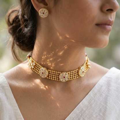 Ragini Golden Kundan Choker Set