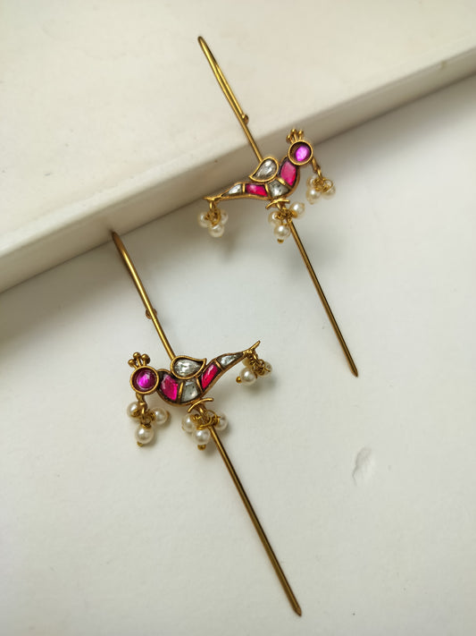 Pachi kundan Bird Earcuffs